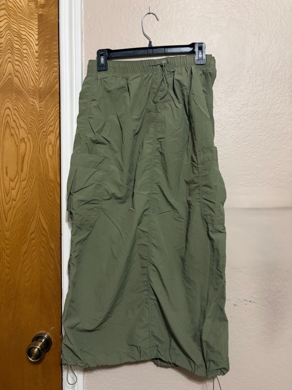 Olive Green Cargo Midi Skirt